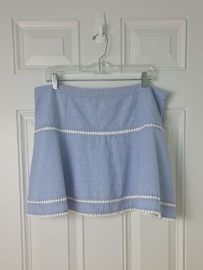 White House Black Market Light Blue A-Line Mini Skirt with Lace Trim.  Size 14